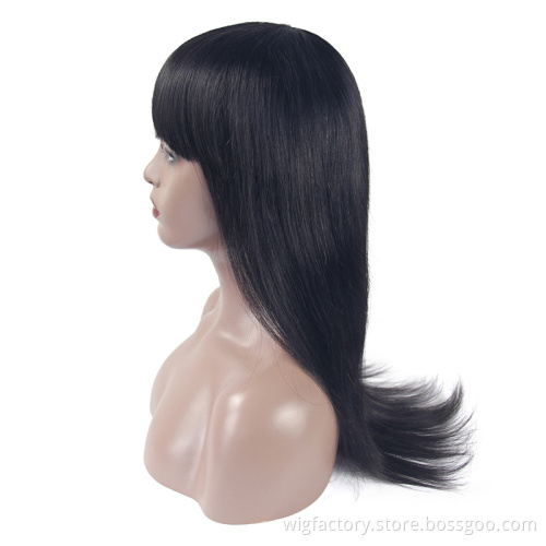 Brazilian straight lace front wig 100% human hair,human hair wig with bang,straight wig human hair Pre Plucked